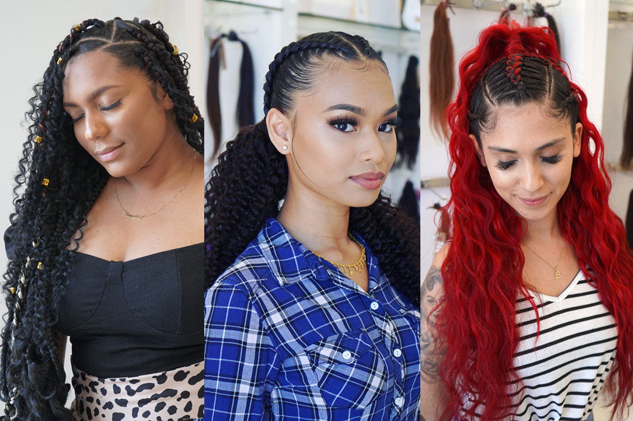 long braided hairstyles using extensions