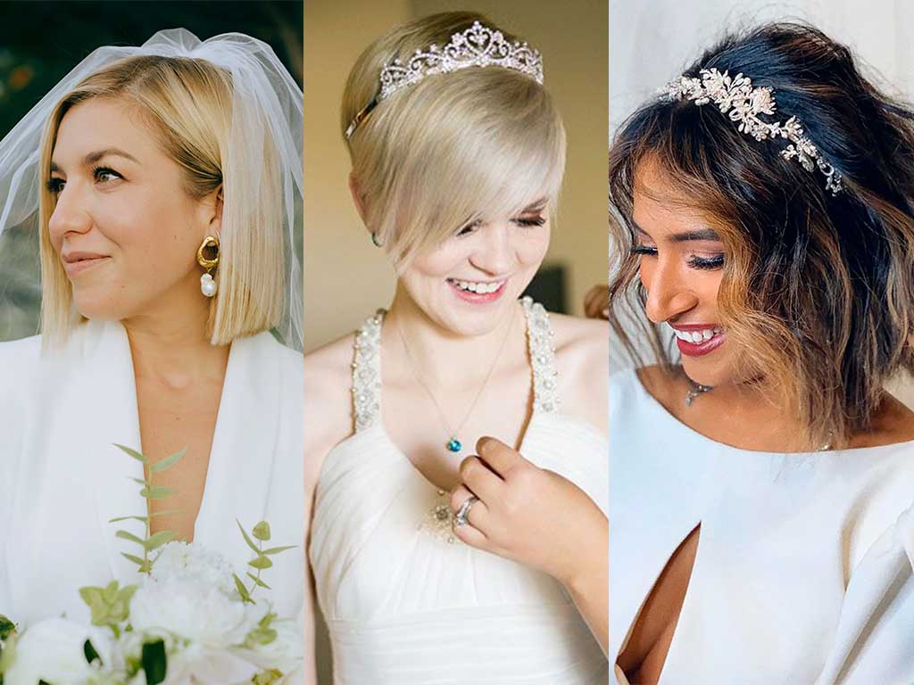 Short wedding hair, Short hair bride, Wedding veils short