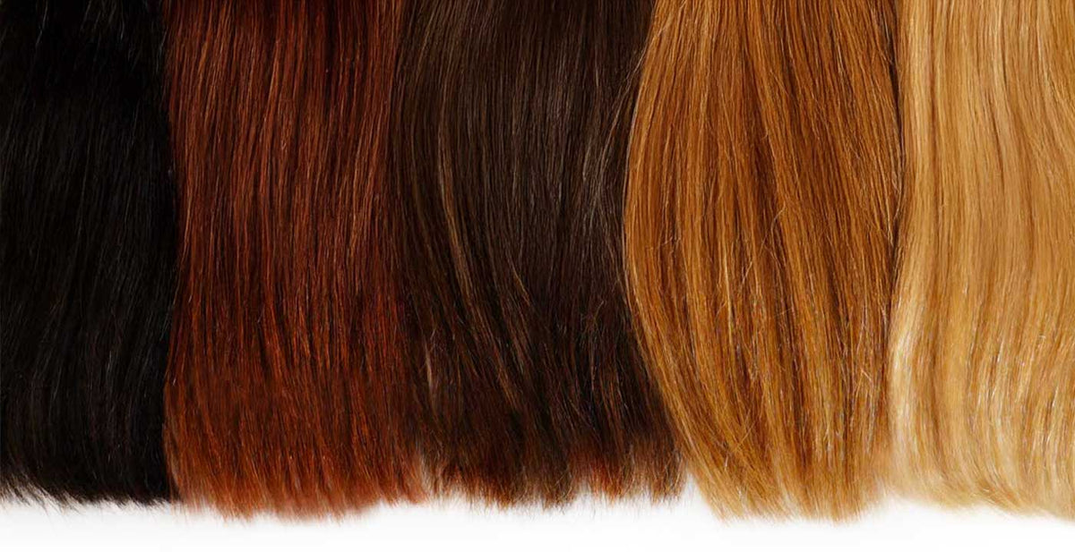 Perfect Locks 26 inch hair extensions in various shades arranged vertically showing texture and shine