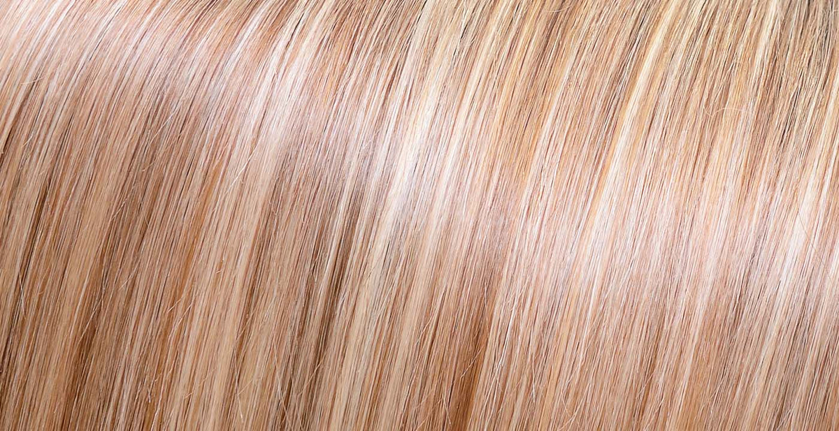 Perfect Locks piano blend hair extensions in light blonde with highlights showing healthy texture