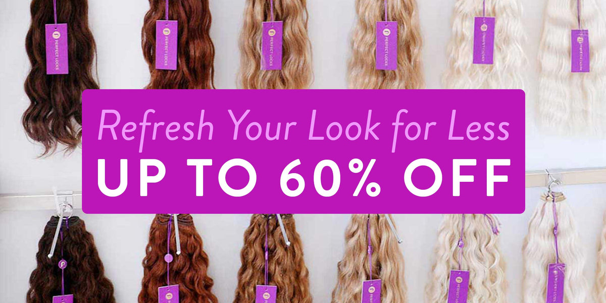 Perfect Locks last chance sale with wavy extensions in various colors and up to 60% off banner