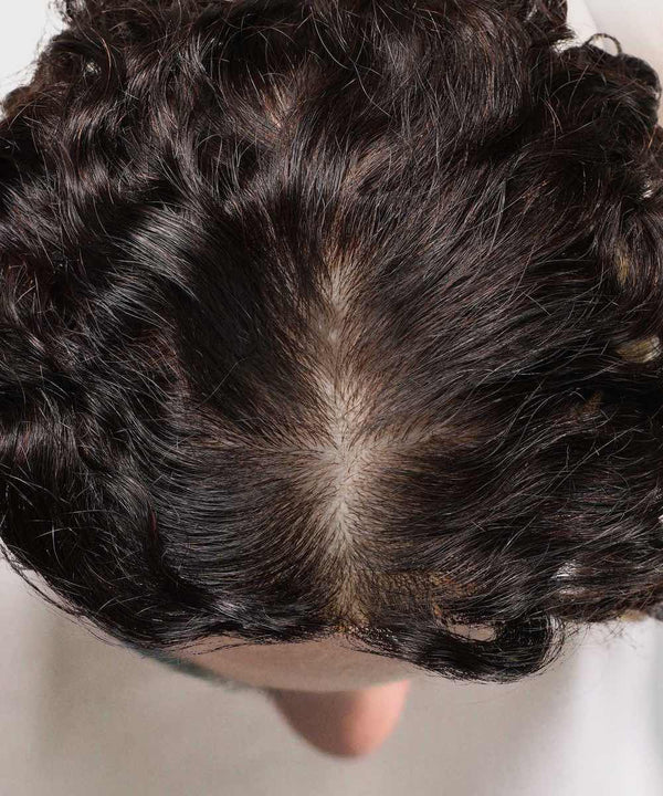 curly human hair crown topper by perfect locks