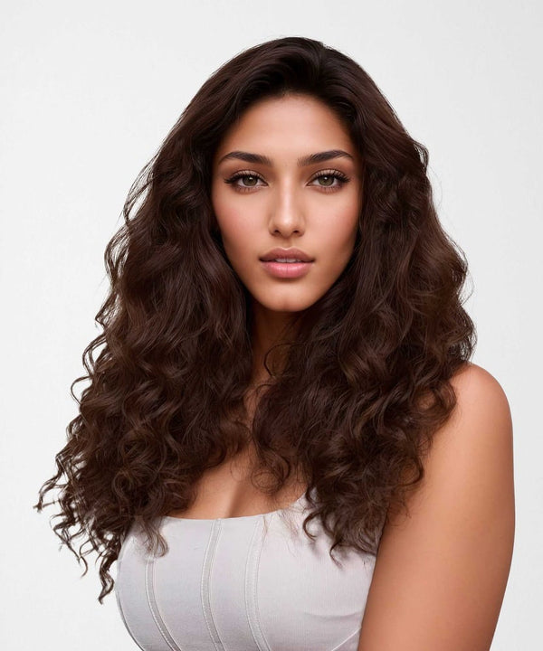 Curly Lace Front Wig in Chocolate Brown