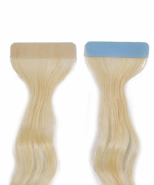 ash blonde (60) curly tape in hair extensions by Perfect Locks