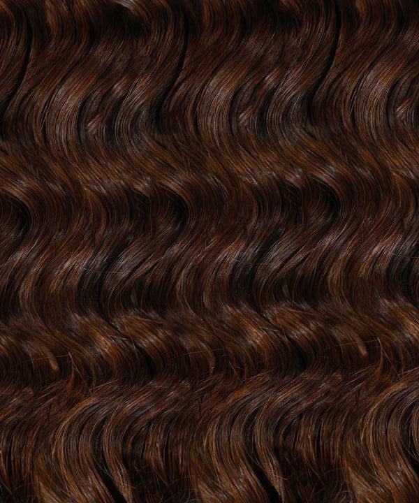 chocolate brown (3) curly tape in hair extensions by Perfect Locks