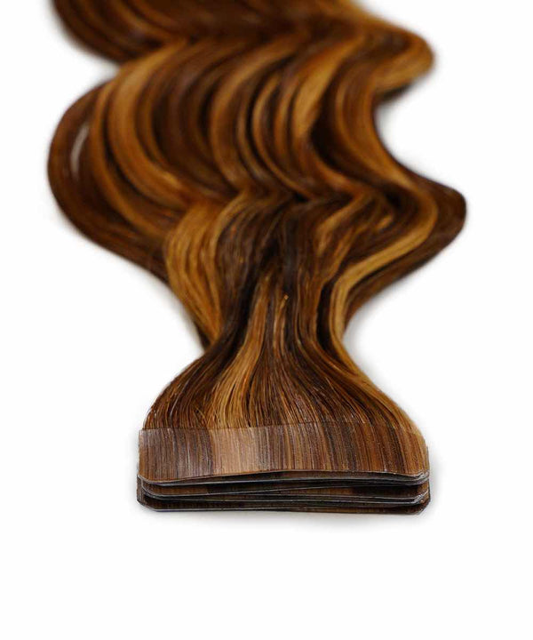 honey blonde ombre (12/27/613) curly tape in hair extensions by Perfect Locks