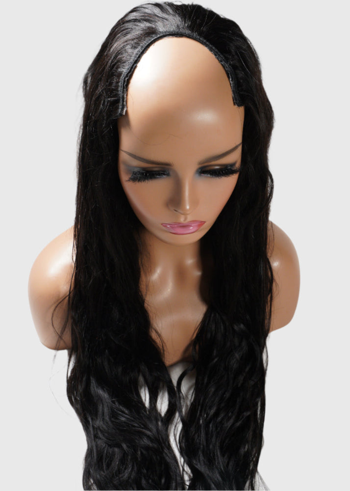 Wavy U-Part Wig / Natural Black / 30"