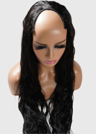 Wavy U-Part Wig / Natural Black / 30"