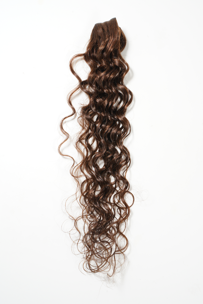Curly Seamless Tape Weft / 18" / Chocolate Brown / 1 Row