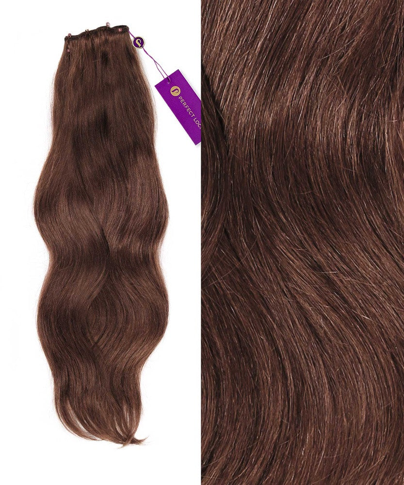 Straight Beaded Weft Extensions in Chocolate Brown (3) by Perfect Locks #color_chocolate-brown-(3)
