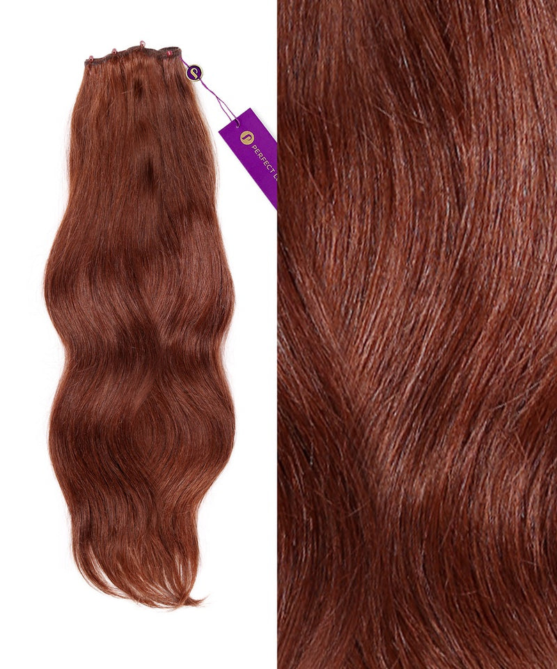 Straight Beaded Weft Extensions in Dark Auburn (33) by Perfect Locks #color_dark-auburn-(33)
