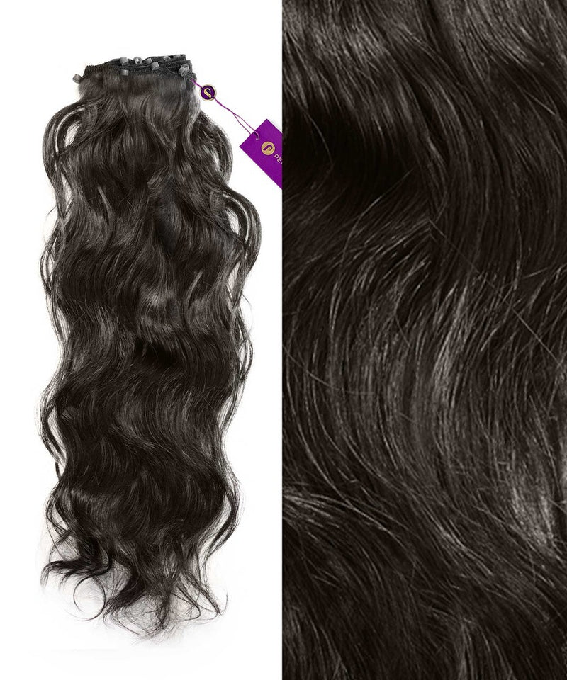 Wavy Beaded Weft Extensions in Natural Black (1B) by Perfect Locks #color_natural-black-(1B)