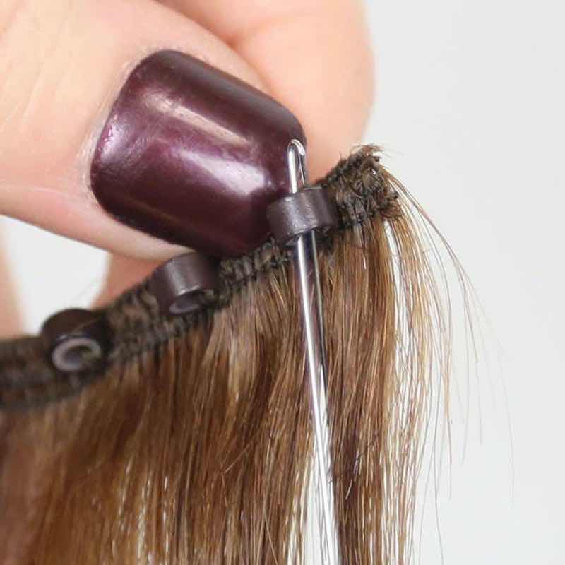Step 1: Thread with Pulling Tool. Section with enough natural hair to fill the microbead. It is necessary...
