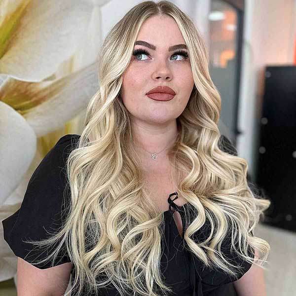 blonde model with wavy hair