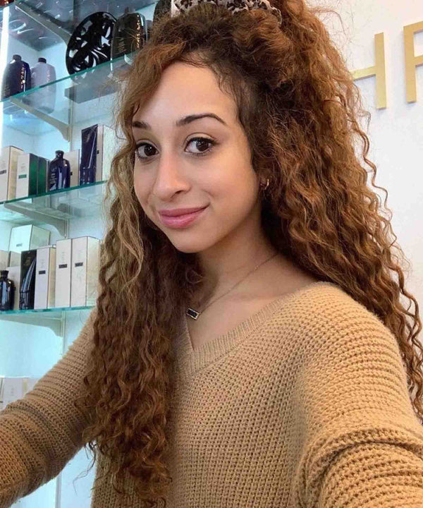 Rooted Chocolate Mocha (1B/4) curly tape in hair extensions by Perfect Locks