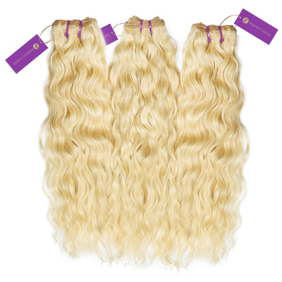 3 x curly colored machine weft bundle deal by perfect locks