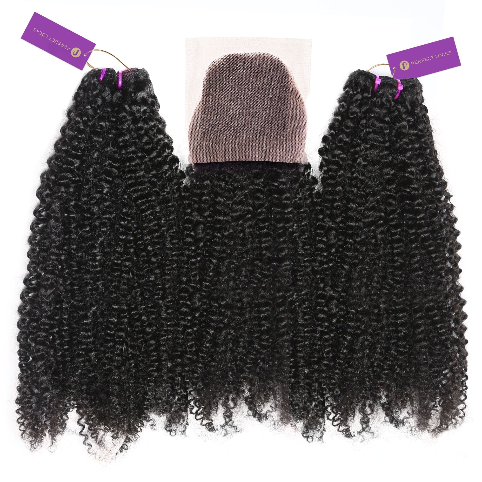 2 x kinky curly machine weft bundle deal + closure by perfect locks