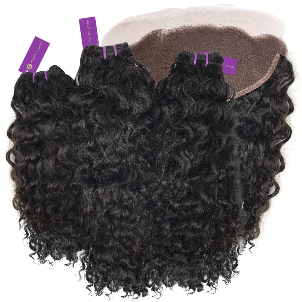 3 x curly virgin machine weft bundle + frontal deal by perfect locks