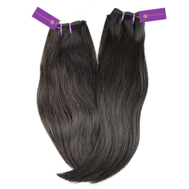 2 x straight virgin hand-tied weft bundle deal by perfect locks