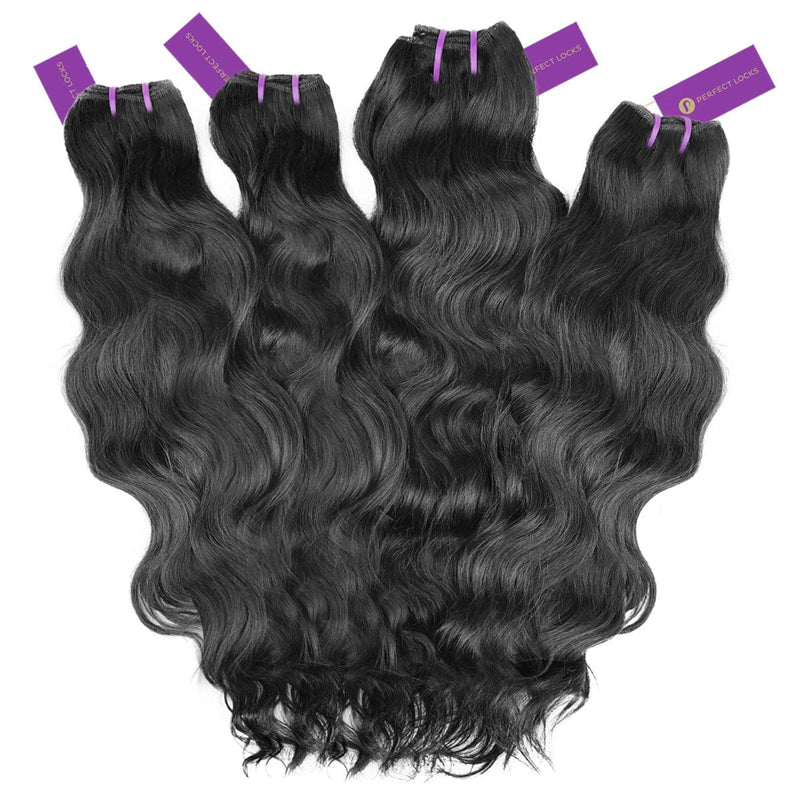 4 x wavy virgin machine weft bundle deal by perfect locks