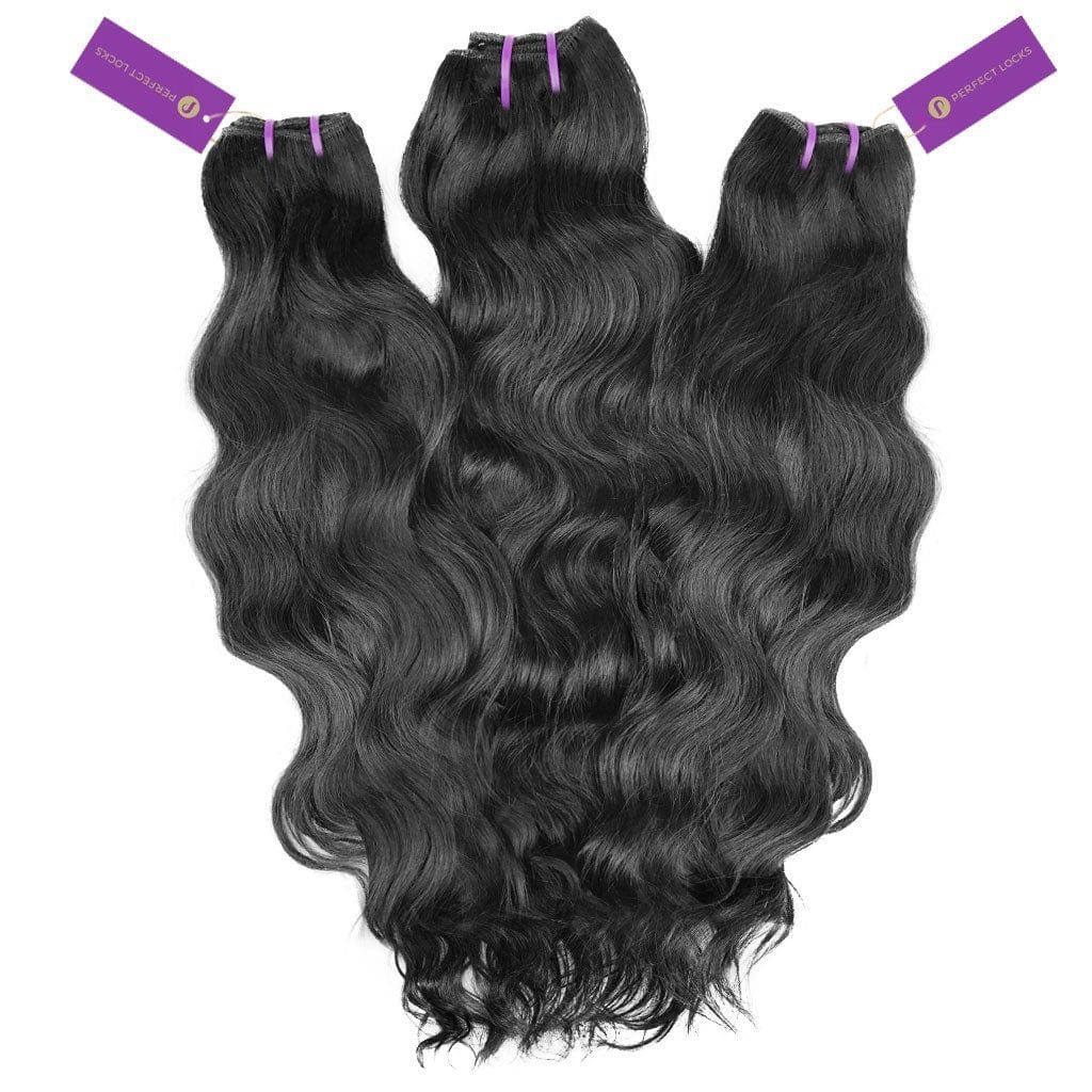 3 x wavy virgin machine weft bundle deal by perfect locks