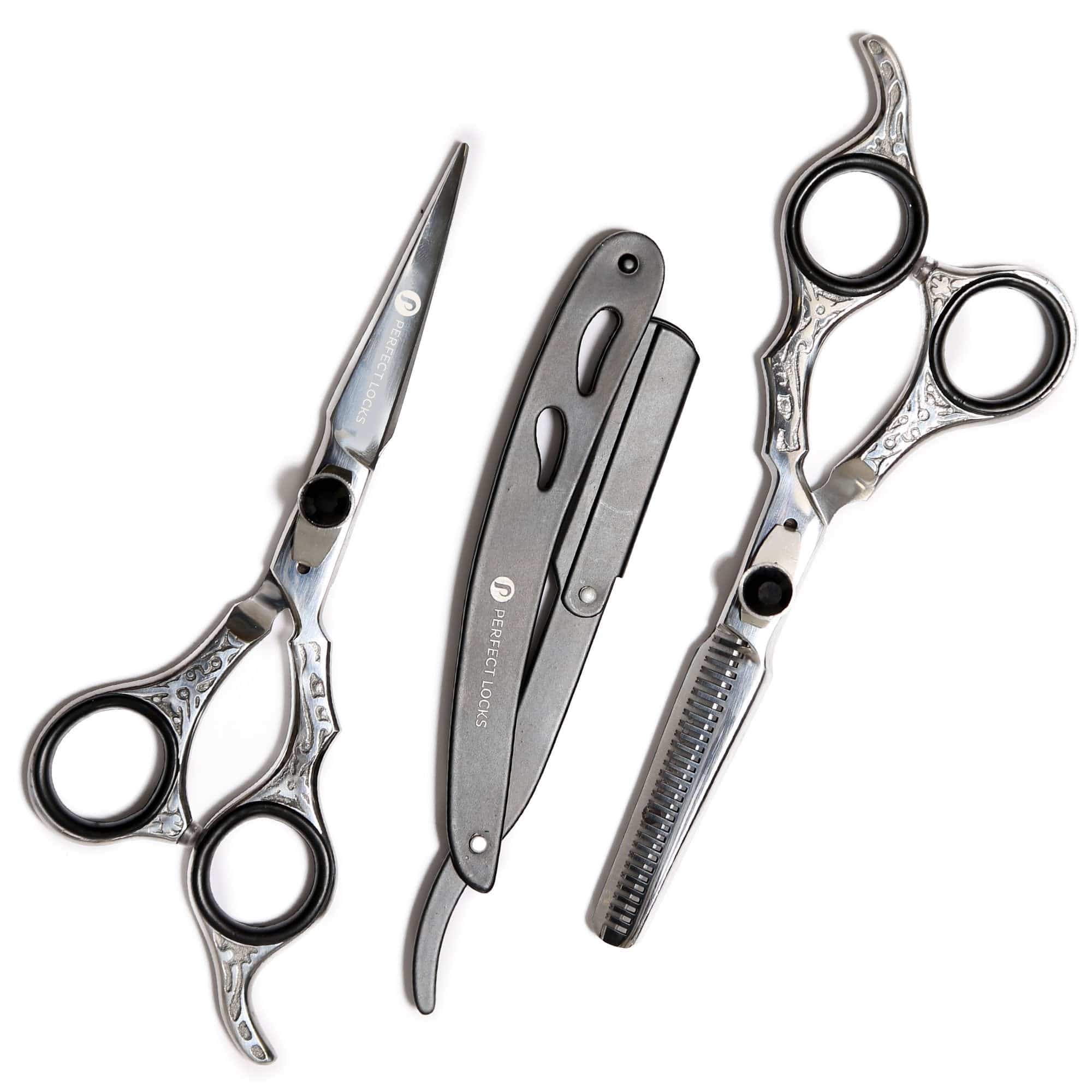 professional barber shears & straight blade set supplies by perfect locks