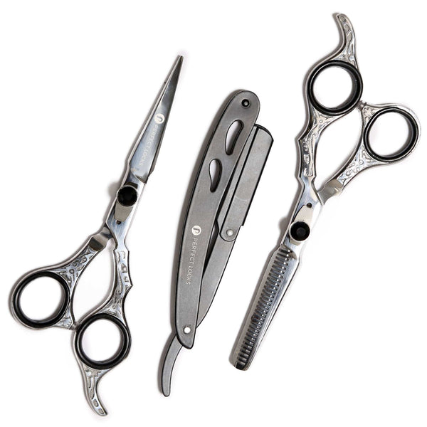professional barber shears & straight blade set supplies by perfect locks