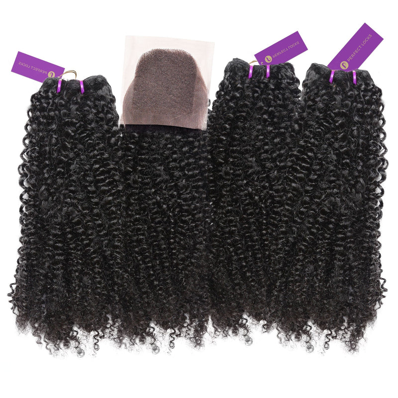 3 x tight curly bundle deal + closure by perfect locks