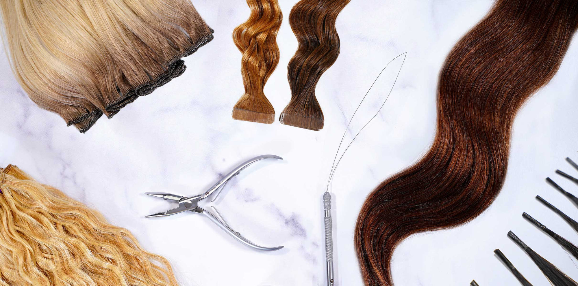 Different types of hair extensions and tools