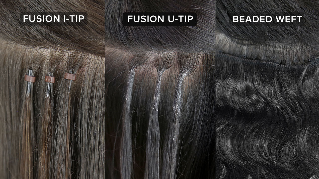 i-tip, u-tip and beaded weft fusion hair extensions