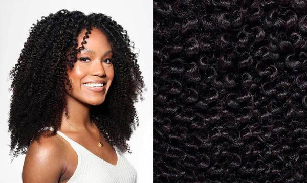 textured hair model and swatch