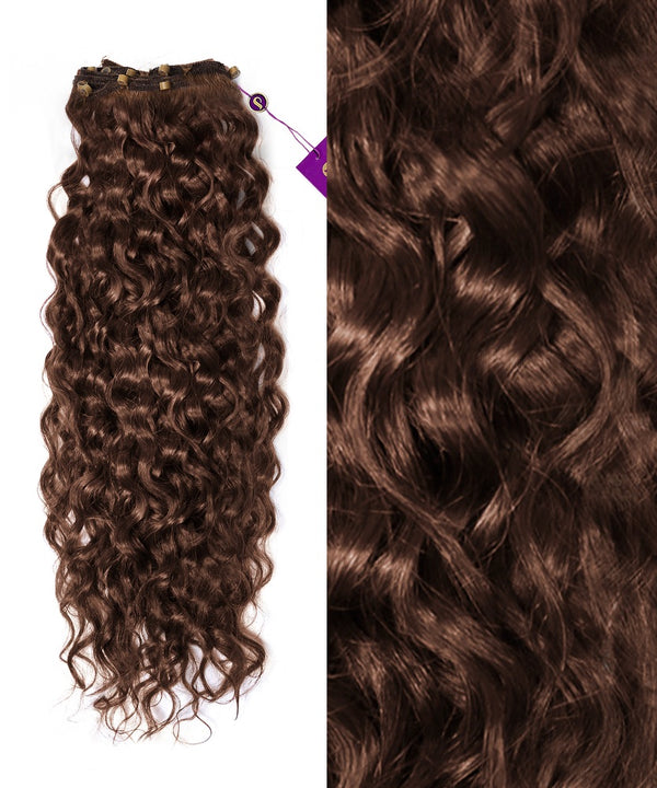 Curly Beaded Weft Extensions in Chocolate Brown (3) by Perfect Locks 