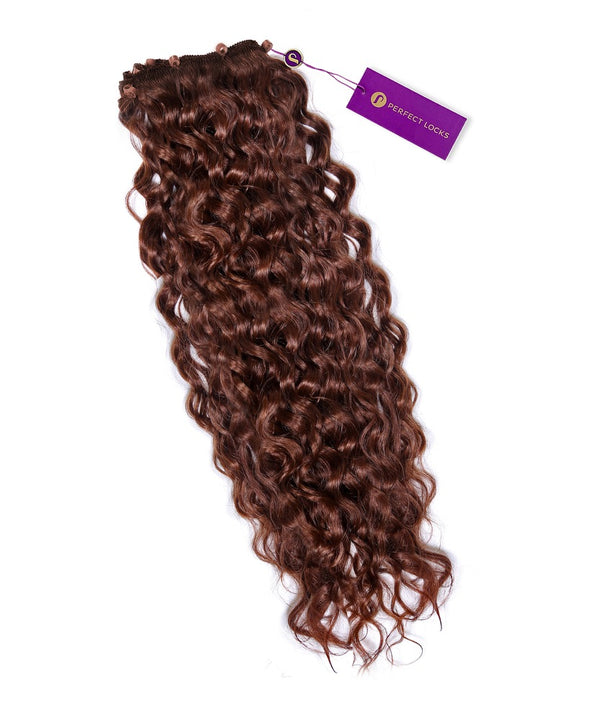Curly Beaded Weft Extensions in Dark Auburn (33) by Perfect Locks 
