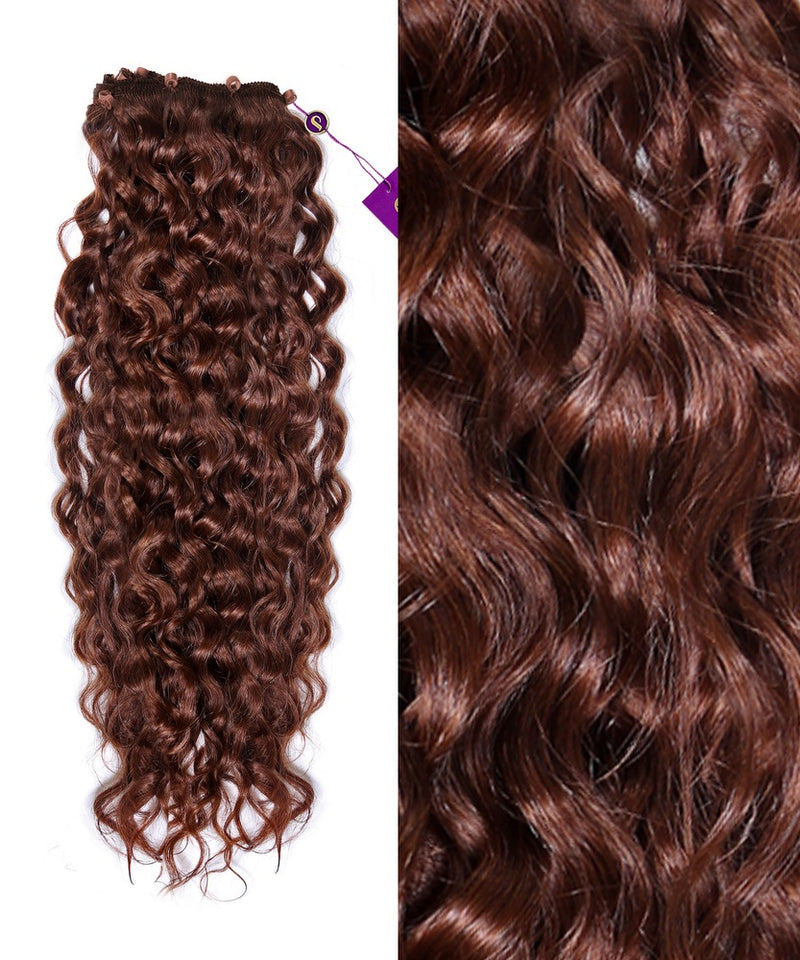 Curly Beaded Weft Extensions in Dark Auburn (33) by Perfect Locks #color_dark-auburn-(33)