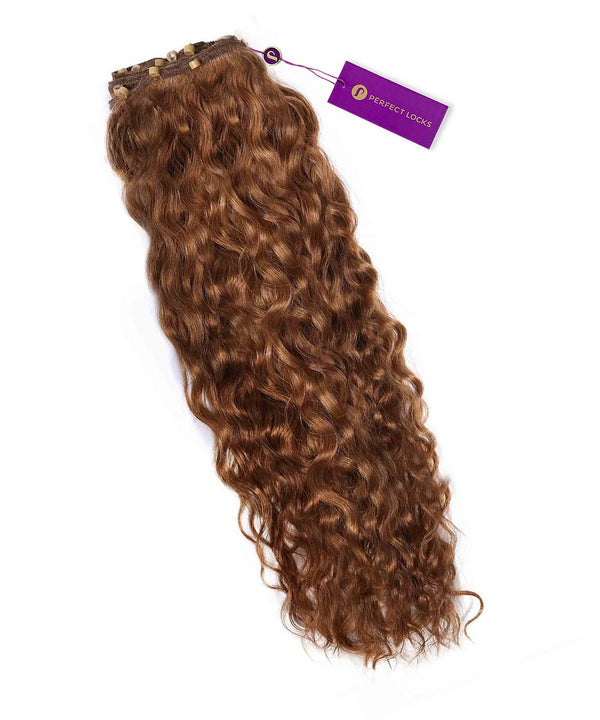 Curly Beaded Weft Extensions in Golden Brown (6) by Perfect Locks 