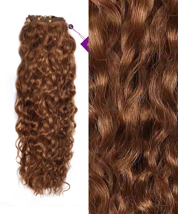 Curly Beaded Weft Extensions in Golden Brown (6) by Perfect Locks 
