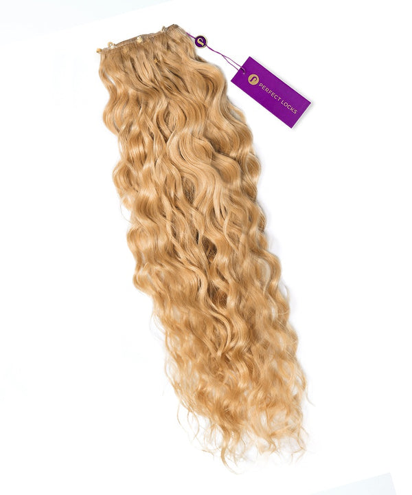 Curly Beaded Weft Extensions in Honey Blonde (27) by Perfect Locks 