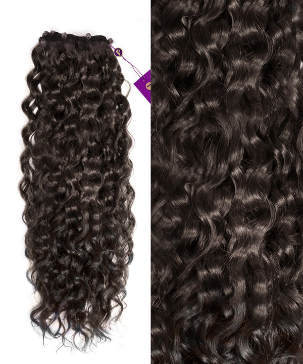Curly Beaded Weft Extensions in Natural Black (1B) by Perfect Locks 