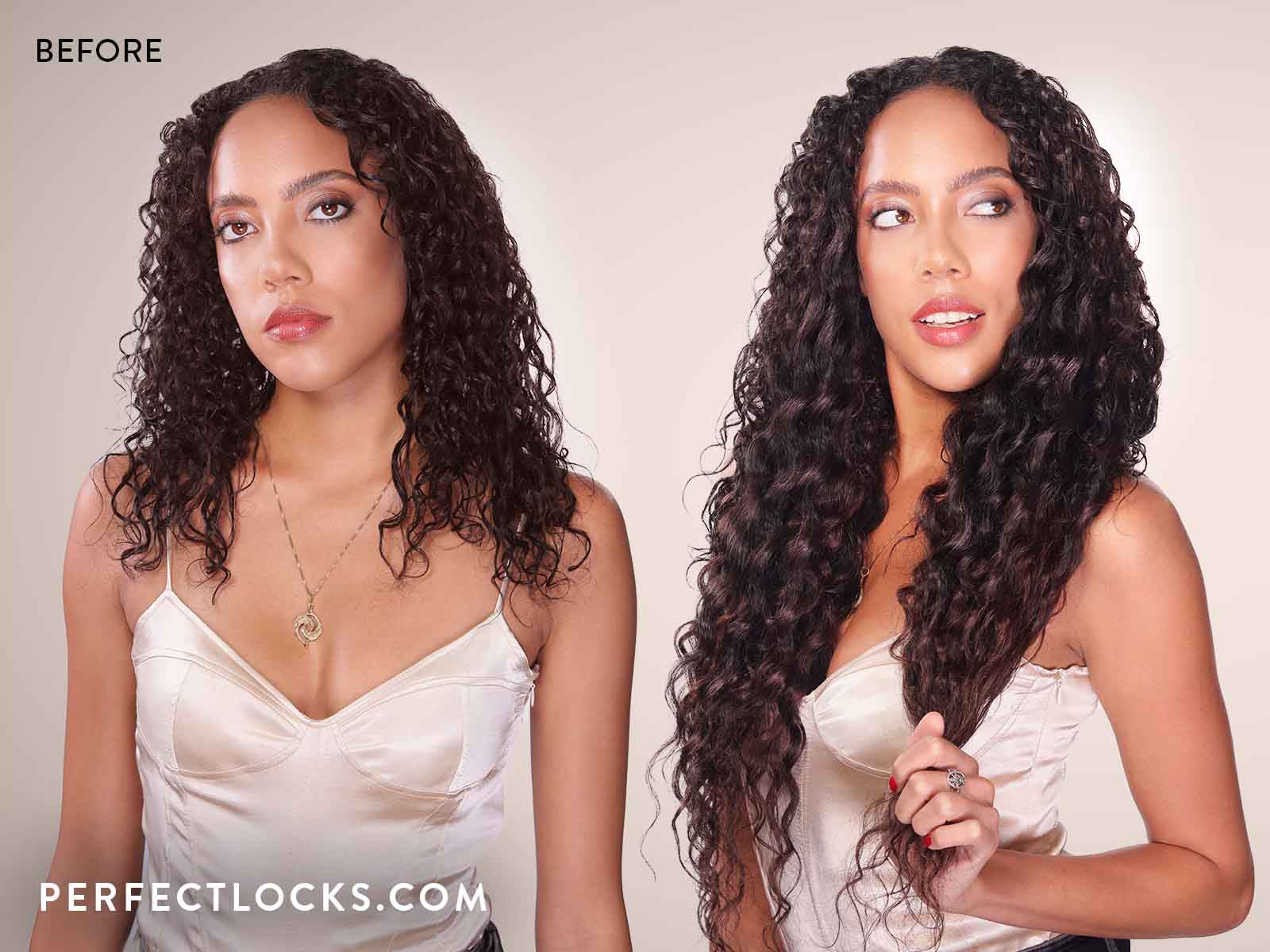Before and After Curly Extensions