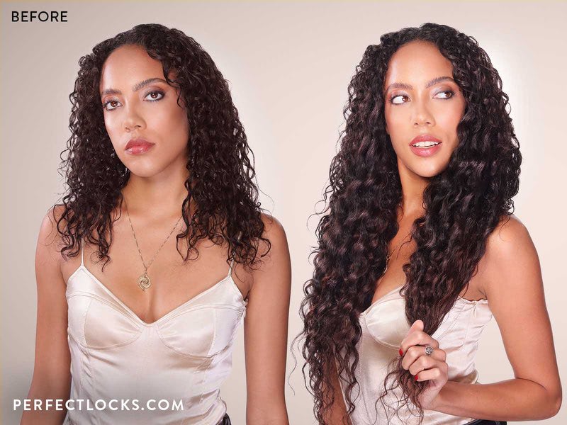 Curly Hair Extensions Before & After