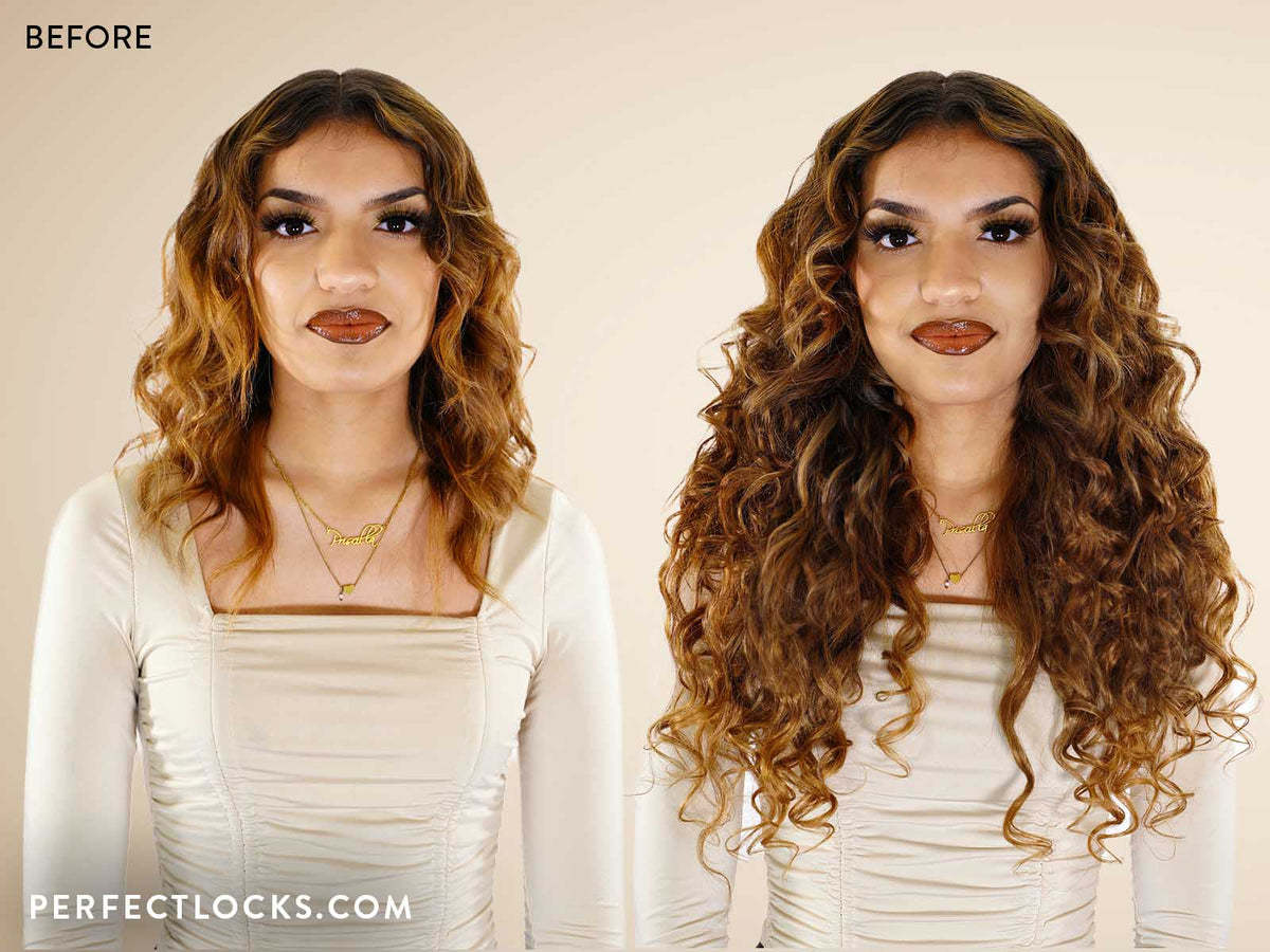 Curly Hair Extensions Before & After