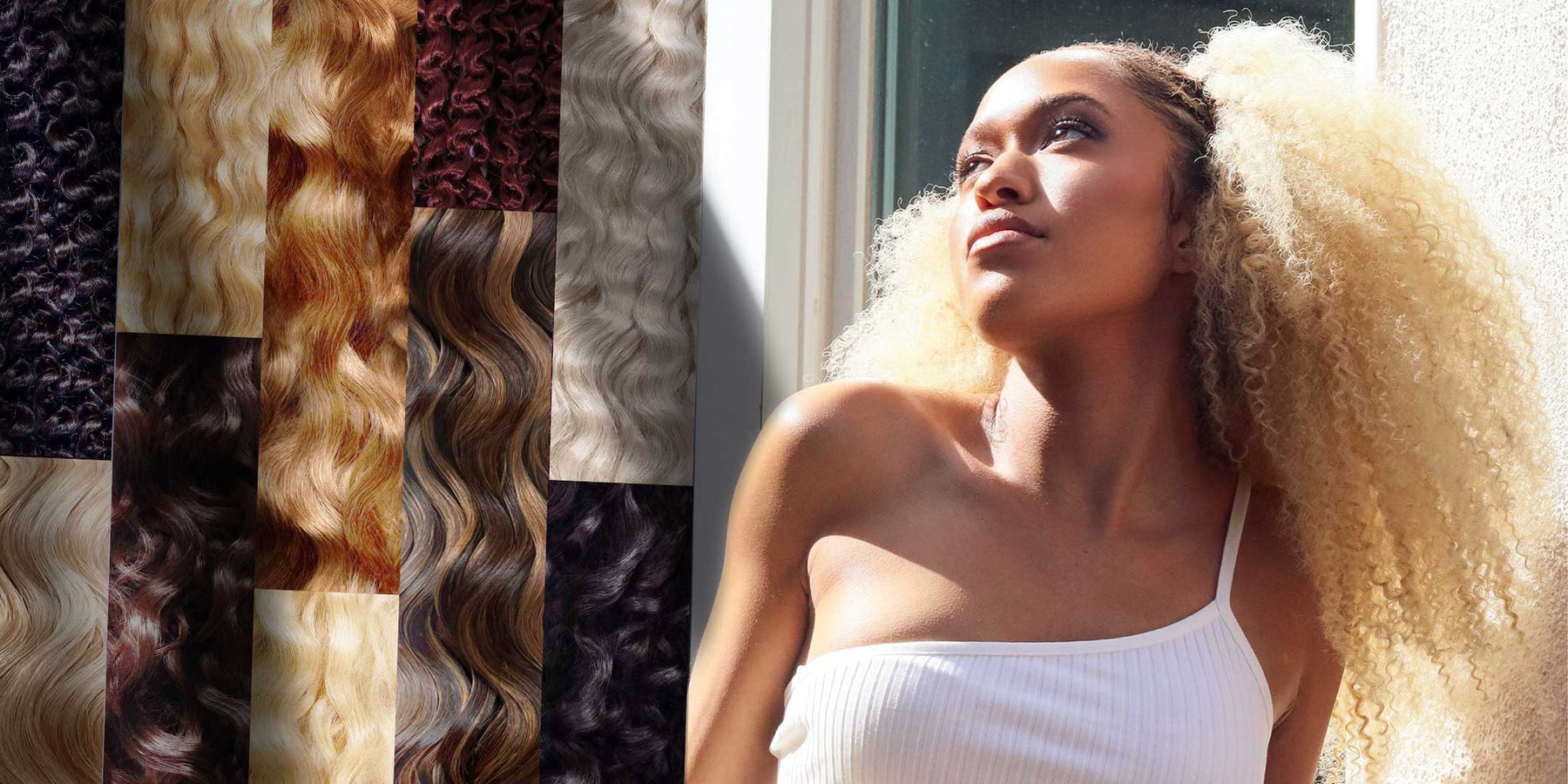 curly hair model wearing extensions