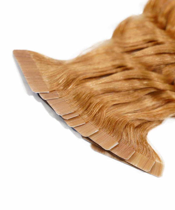 honey blonde (27) curly tape in hair extensions by Perfect Locks