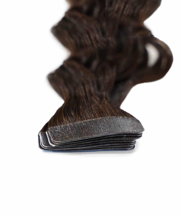 natural black (1B) curly tape in hair extensions by Perfect Locks Natural Black Curly Tape-In Hair Extensions 
