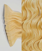 platinum blonde (613) curly tape in hair extensions by Perfect Locks#color_platinum-blonde-(613)