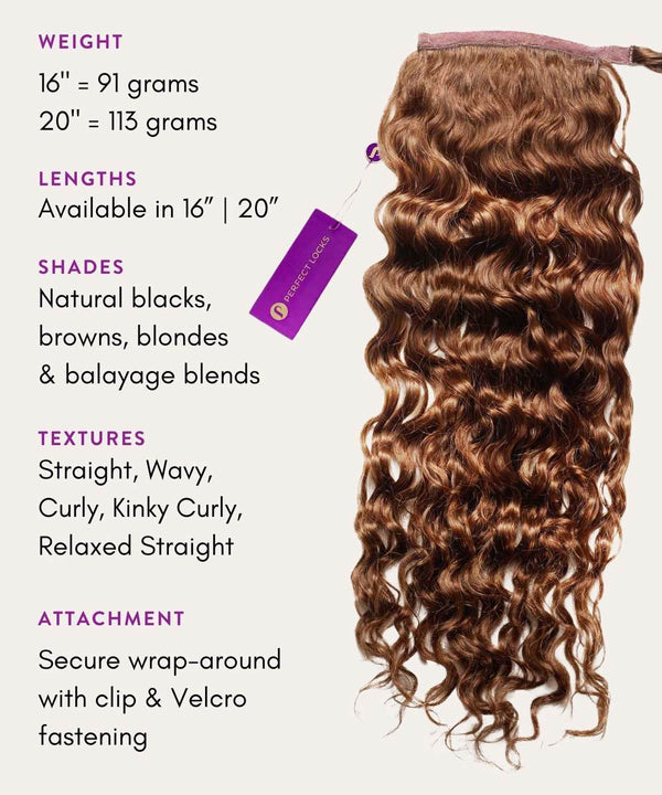 Cuirly Clip-In Ponytail Specs and Details