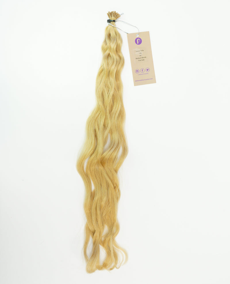 Loose Curly Fusion I-Tip / Medium Blonde / 16"