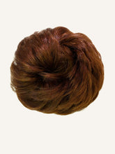 Brown hair bun on a white background.#color_chocolate-brown-(3)
