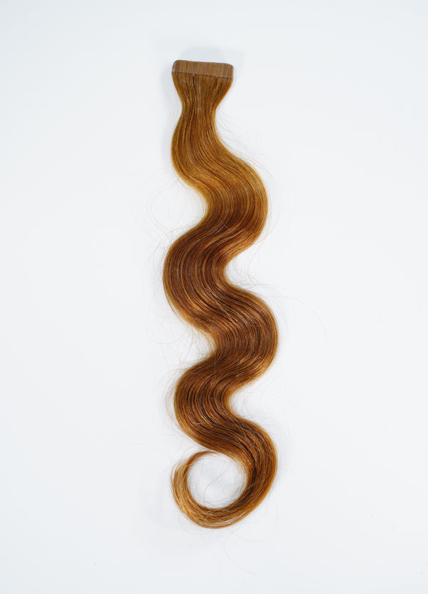 Wavy Tape Hair / 18 inches / Butterscotch Brown