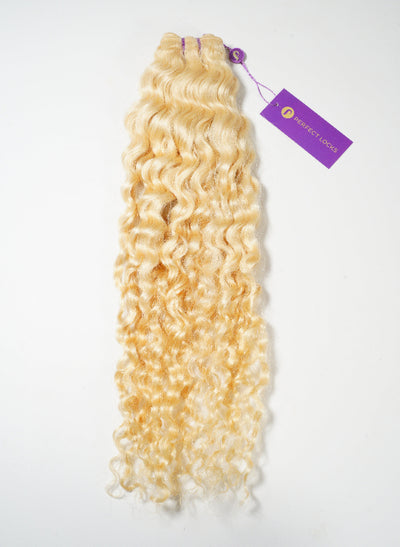 Curly Machine Weft / Platinum Blonde #613 / 16"